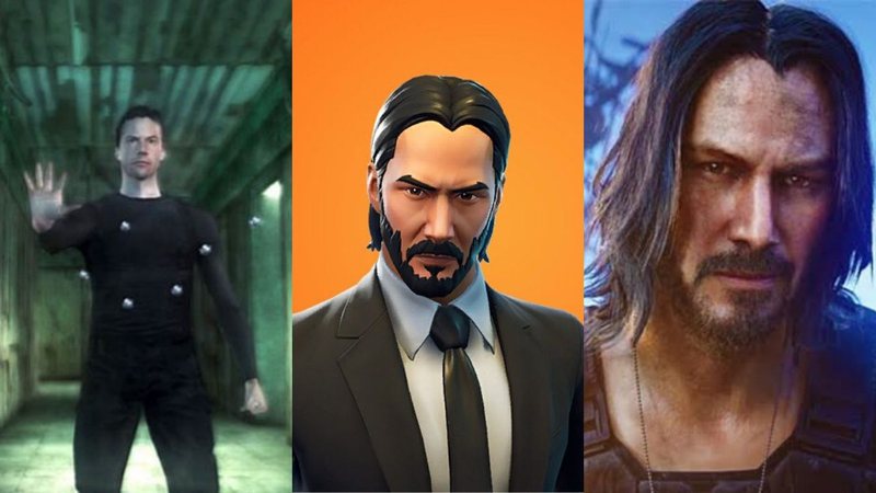 Keanu Reeves nos videogames Matrix, Fortnite e Cyberpunk 2077 (Foto: reprodução)