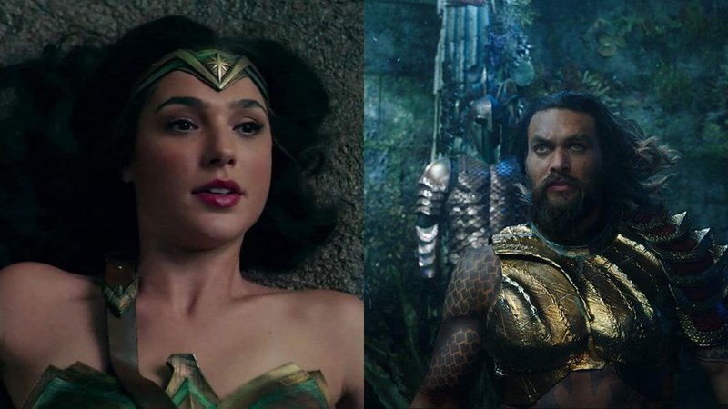 Gal Gadot em Liga da Justiça (Foto: Reprodução) | Jason Momoa como Aquaman (Foto: Reprodução)