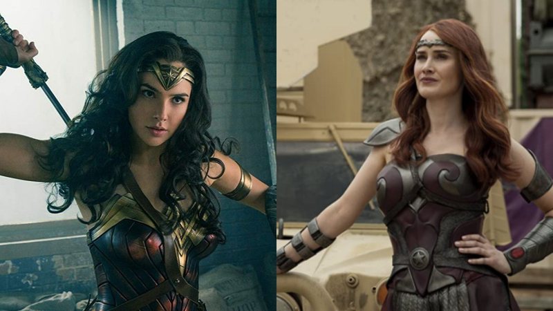 Gal Gadot em Mulher-Maravilha e Dominique McElligott como Rainha Maeve (foto 1: reprodução Warner | Foto 2: Reprodução/IMDb)