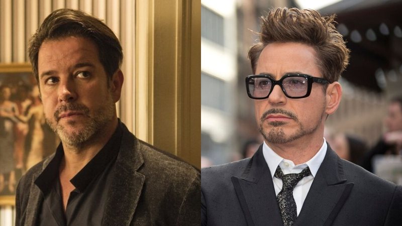 Montagem com Murilo Benício (Foto: TV Globo/Divulgação) e Robert Downey Jr. (Joel Ryan/AP)