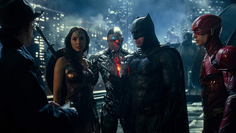 Ben Affleck, J.K. Simmons, Gal Gadot, Ezra Miller, e Ray Fisher em Liga da Justiça (Foto: Reprodução)