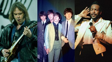 Montagem com (AP Photo/Martin Cleaver), Beatles (Foto: AP File) e Marvin Gaye (AP Photo/Nancy Kaye)