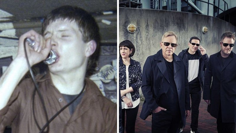 Ian Curtis no início do Joy Division (Foto: Reprodução/Facebook/Jonathan Crabbs) e New Order (Foto: Divulgação)