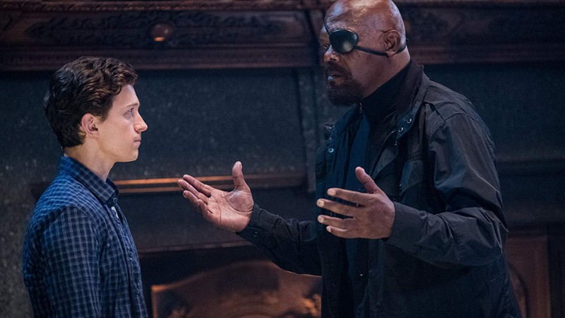 Tom Holland e Samuel L. Jackson em Homem-Aranha: Longe de Casa (Foto: Jay Maidment)