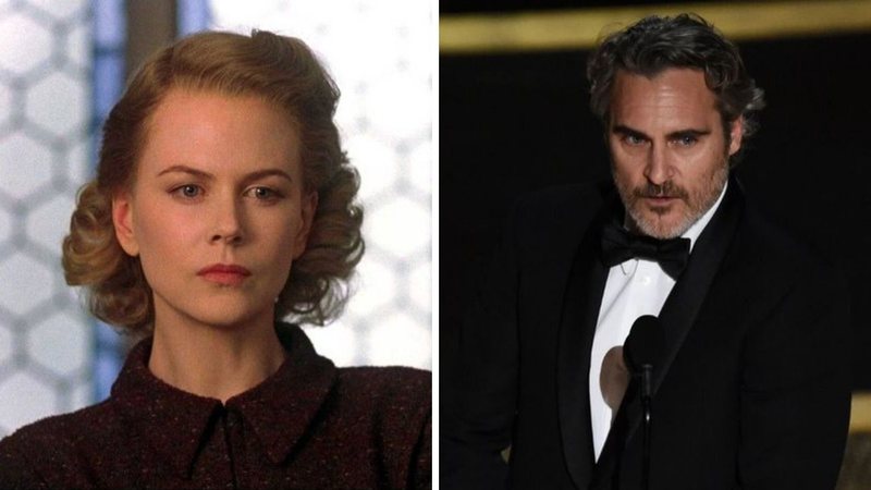 Nicole Kidman em Os Outros (Foto: Reprodução/Sentient Entertaiment) e Joaquin Phoenix discursa após receber Oscar por Coringa em 2020 (Foto: Chris Pizzello/Invision/AP)