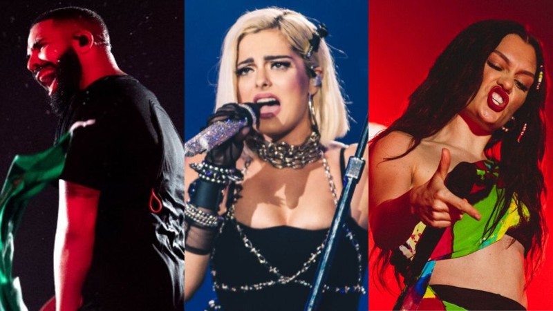 Drake, Bebe Rexha e Jessie J no Rock in Rio 2019 (Foto 1: Theo Skudra/I Hate Flash | Foto 2: Helena Yoshioka/I Hate Flash | Foto 3: Wesley Allen/I Hate Flash):