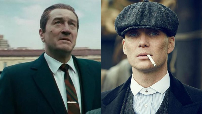 Robert De Niro em O Irlandês (2019) (Foto: Reprodução) | Cillian Murphy em Peaky Blinders (Foto: Divulgação)