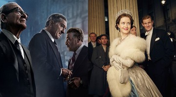 Montagem com O Irlandês (Foto: Divulgação) e The Crown (Divulgação)