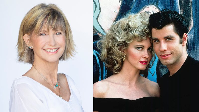 Olivia Newton-John (Foto: Divulgação) e pôster de Grease (Foto: Divulgação)