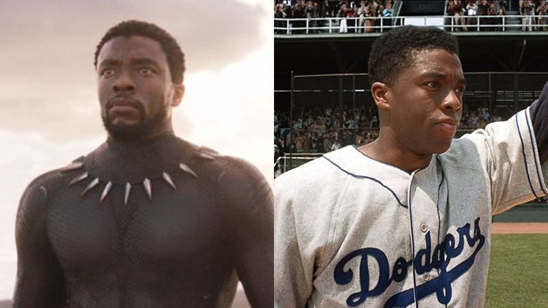 Chadwick Boseman em Pantera Negra e 42 - A História De Uma Lenda (Fotos: Reprodução)