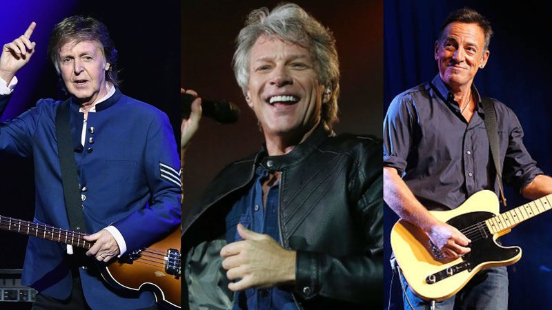 Paul McCartney, Jon Bon Jovi e Bruce Springsteen - Paul McCartney (Foto: Gustavo Caballero/Getty Images), Jon Bon Jovi (Foto: Ricardo Matsukawa/Mercury Concerts) e Bruce Springsteen (Foto: Ilya Savenok/Getty Images)