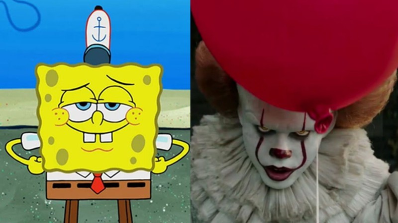 Pennywise em It: A Coisa e Bob Esponja (Foto: Reprodução/Youtube/ Foto 2: Reprodução)