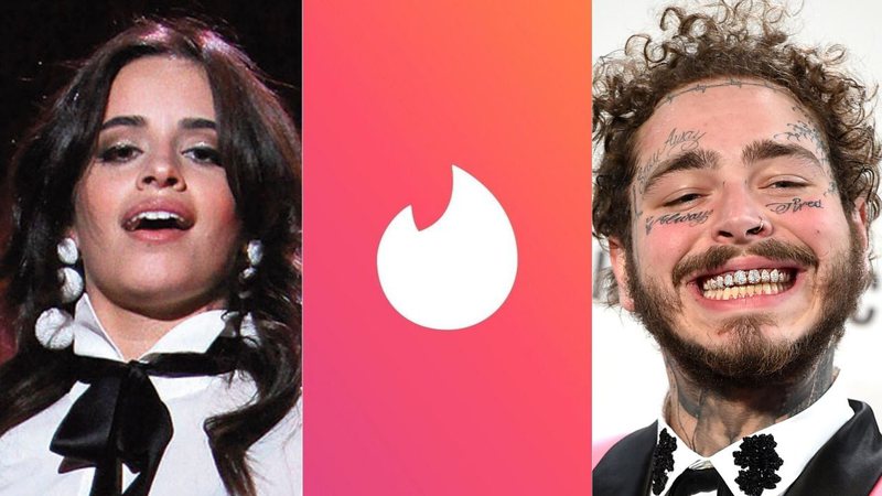 Camila Cabello, símbolo Tinder, Post Malone (Foto 1: Mediapunch/Rex/Shutterstock/AP Images | Foto 2: Divulgação | Foto 3: Jordan Strauss/Invision/AP)