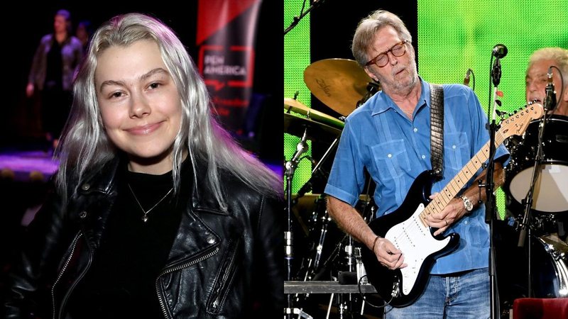 Phoebe Bridgers (Foto: Randy Shropshire/Getty Images for PEN America) e Eric Clapton (Foto: Kevin Winter/Getty Images)