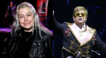 Phoebe Bridgers (Foto: Randy Shropshire/Getty Images for PEN America) e Elton John (Foto: Greg Allen/Invision/AP)