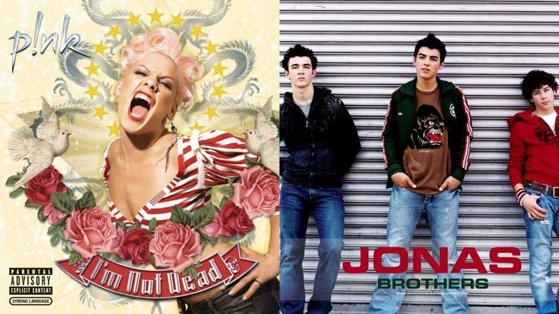 Capa Pink, capa Jonas Brothers (Fotos: Reprodução)