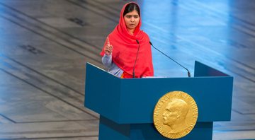 Malala Yousafzai no Prêmio Nobel 2014 (Foto: Nigel Waldron/Correspondente)