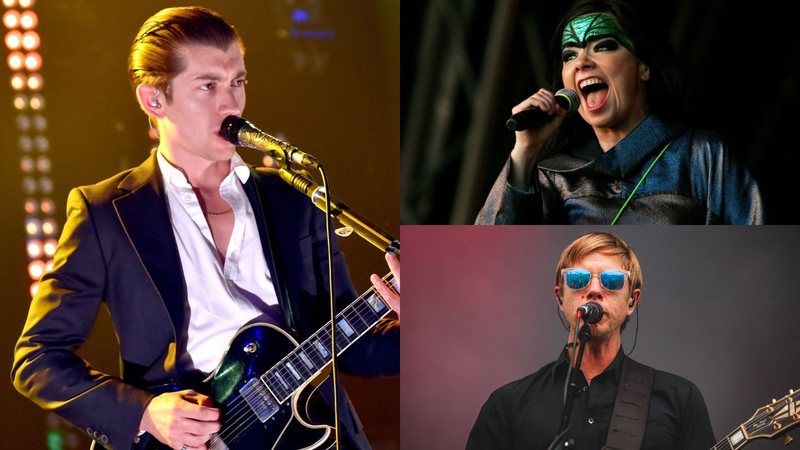 Alex Turner (Foto: Kevin Winter/Getty Images) e Björk (Foto: Paul Kane/Getty Images) e Interpol no Lollapalooza 2019 (Foto: Thiago Almeida)