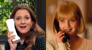 Montagem de Drew Barrymore anuncia reunião de Pânico (Reprodução) e Drew Barrimore no filme Pânico (Reprodução)