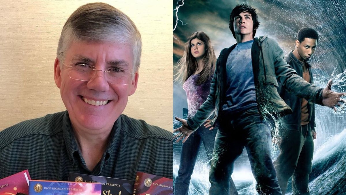 Rick Riordan (Foto: REprodução/Instagram) e pôster de Percy Jackson (Foto: Divulgação/Fox)