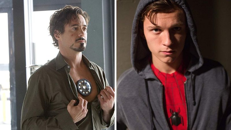 Robert Downey Jr. como Tony Stark e Tom Holland com o traje do Homem-Aranha (Foto: Reprodução / Marvel)