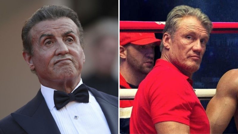 Sylvester Stallone (Foto: AP Photo / Petros Giannakouris) e Dolph Lundgren em Creed II (Foto: Reprodução/Warner Bros.)