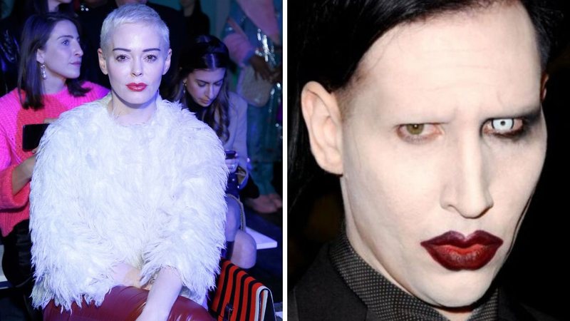 Rose McGowan (Foto: Getty Images / John Lamparski / Correspondente) e Marilyn Manson em 2003 (Foto: Jon Kopaloff/Getty Images)