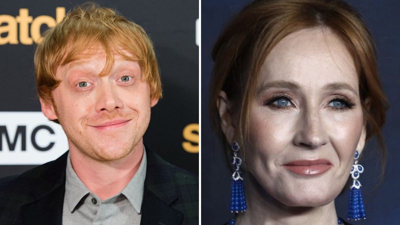 Rupert Grint, o Ron Weasley de Harry Potter (Foto: Jeff Spicer / Getty Images) | J.K. Rowling (Foto: John Phillips / Getty Images)