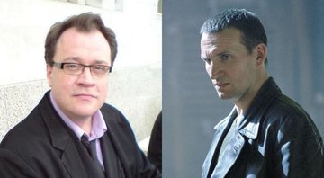 Russell T Davies (Foto: Tony Hassall / Wikimedia Commons) e Christopher Eccleston como o Doutor (Foto: Divulgação / BBC)