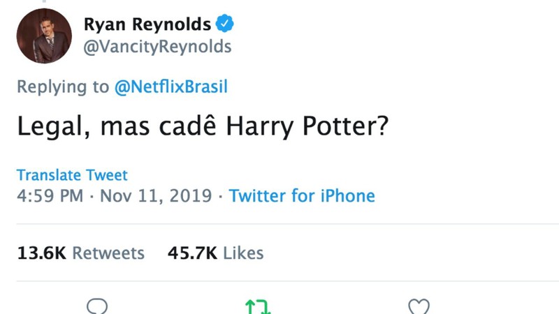 Tweet de Ryan Reynolds (Foto: Reprodução / Twitter)