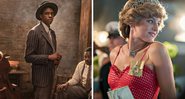 Chadwick Boseman em A Voz Suprema do Blues (Foto: Reprodução/ Netflix) e Emma Corrin vive Lady Diana em The Crown (Foto: Des Willie/Netflix/Divulgação)