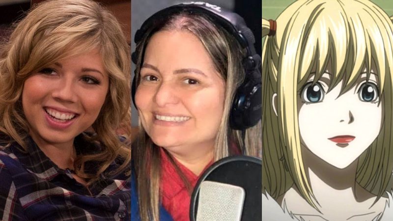 Montagem com Sam Puckett, de iCarly, a dubladora Ana Luísa Menezes e Misa Amane, de Death Note (Fotos: Reprodução /Twitter)