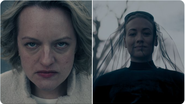 June (Elizabeth Moss) e de Serena Joy (Yvonne Strahovski) na divulgação da 5ª temporada de The Handmaid's Tale - Reprodução