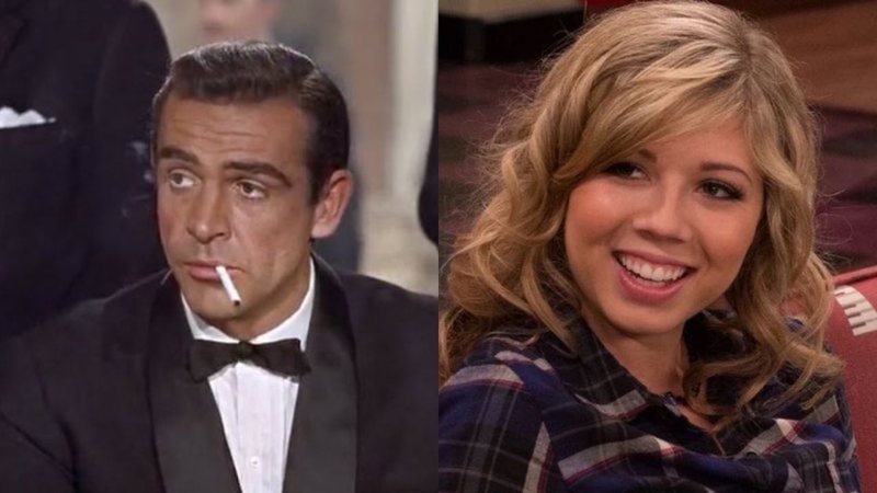 Sean Connery em 007 Cassino Royale (Foto: Reprodução) e Jennette McCurdy em iCarly (Foto: Reprodução)