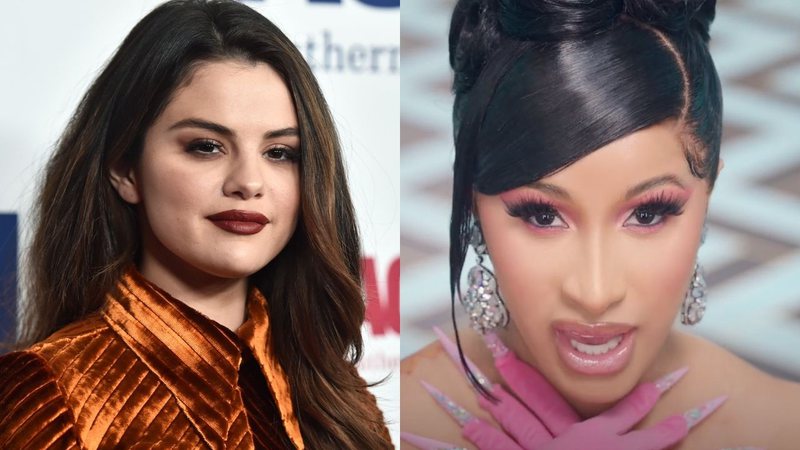 Selena Gomez (Foto: Alberto E. Rodriguez/Getty Images) | Cardi B no clipe de 'WAP' (Foto: Reprodução/Youtube)