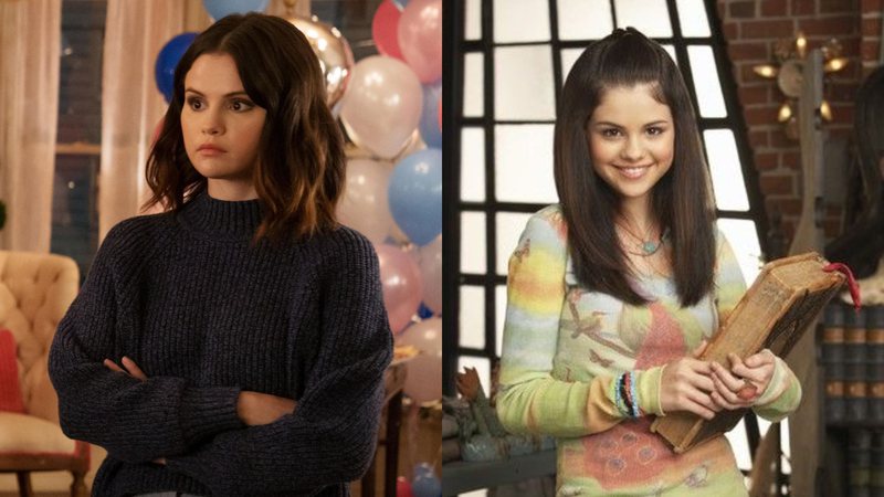 Selena Gomez em Only Murders in The Building e em Os Feiticeiros de Waverly Place (Fotos: Reprodução)