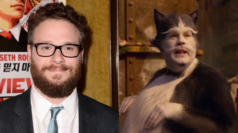 Seth Rogen e Cats (Foto 1: Dan Steinberg/AP/ Foto 2: Reprodução)