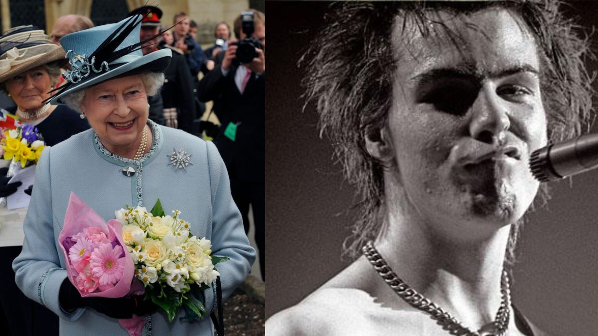 Sid Vicius do Sex Pistols (Foto: Commons) / Rainha Elizabeth II (Foto: David Rose - WPA Pool/Getty Images)