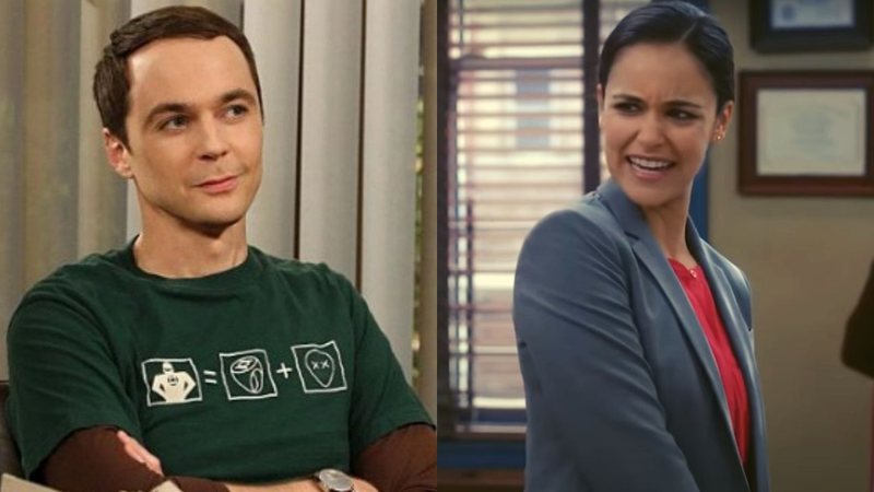 Sheldon em The Big Bang Theory (Foto: Divulgação / CBS) e Amy em Brooklyn Nine-Nine