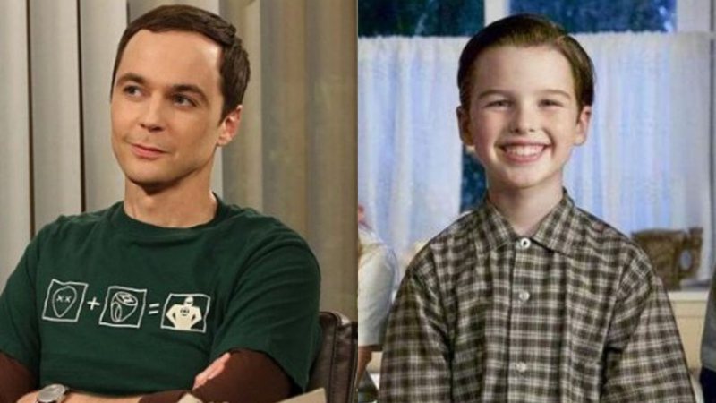 Sheldon Cooper em The Big Bang Theory (Foto: Reprodução/CBS) e Young Sheldon (Foto: Divulgação / CBS)