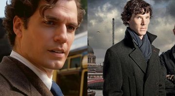 Sherlock Holmes interpretado por Henry Cavill  (Foto: Reprodução/Netflix) e Benedict Cumberbatch (Foto: Divulgaçã/BBC)