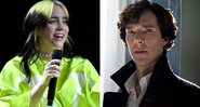 Montagem de Billie Eilish (Foto: Frazer Harrison/Getty Images for Spotify) e série Sherlock Holmes (Foto: Reprodução)