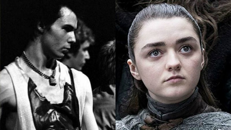 Sid Vicious (Foto: Arne S. Nielsen para Billedbladet NÅ / Riksarkivet / Wikicommons) e Maisie Williams em Game of Thrones (Foto: Reprodução HBO)