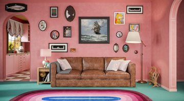 Sala de casa de Os Simpson feita ao estilo de Wes Anderson (foto: reprodução/ HomeAdvisor)