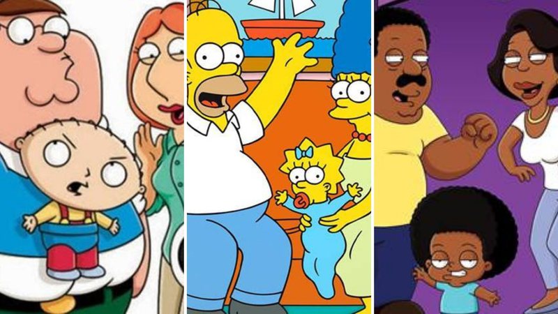 Family Guy, Os Simpsons e The Cleveland show (Fotos: Reprodução/Divulgação Star+)