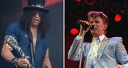 Slash e David Bowie (Foto 1: AP e Foto 2: Matthias Merz/picture-alliance/DPA/AP)