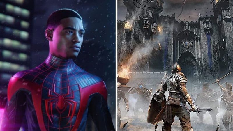 Trailer de Spider-Man: Miles Morales para PS5 (Foto: Reprodução/Sony/Marvel) e Demon’s Souls (Foto: Reproducao/From Software/Bluepoint Games)