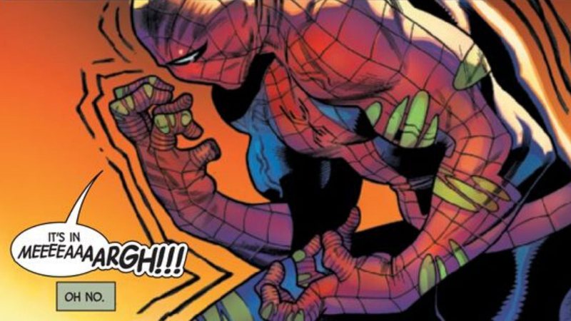 Homem-Aranha afetado pelos raios gama em The Immortal Hulk: Great Power #1