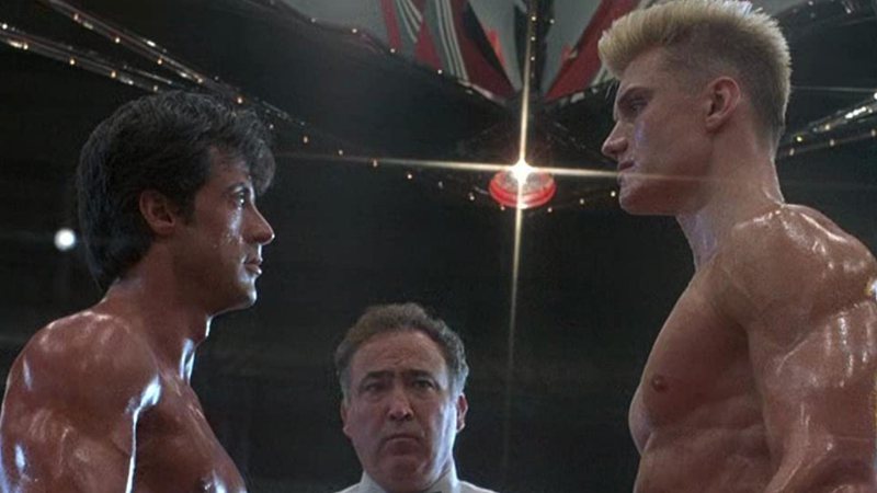 Sylvester Stallone e Dolph Lundgren em Rocky IV (Foto: Reprodução)