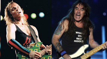 Steve Harris, do Iron Maiden e Matthias Jabs, do Scorpions (Foto 1:Balazs Mohai/AP Images/ Foto 2: Divulgação/Scorpions Brazi)